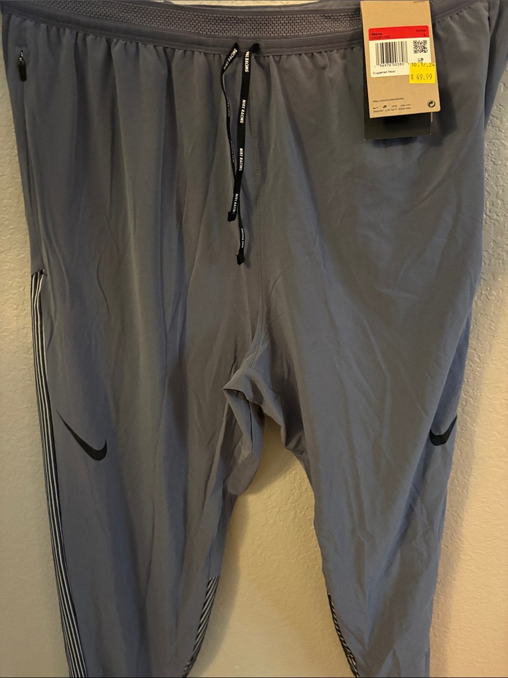 Nike Men’s Slate Gray Training Joggers, DriFit, Slim,size large
